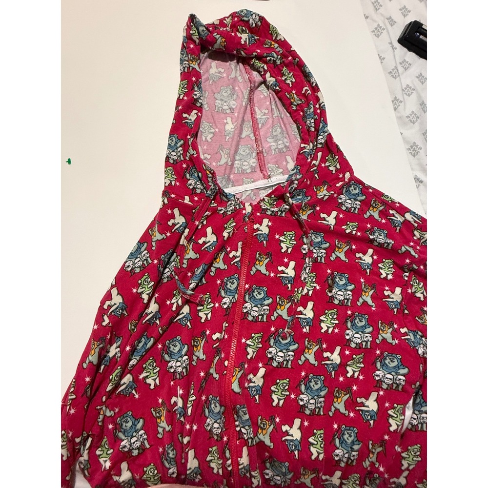 Star Wars Ewok Hooded Union Suit Red All Over Print Zip Up‎ Pajamas Jumpsuit